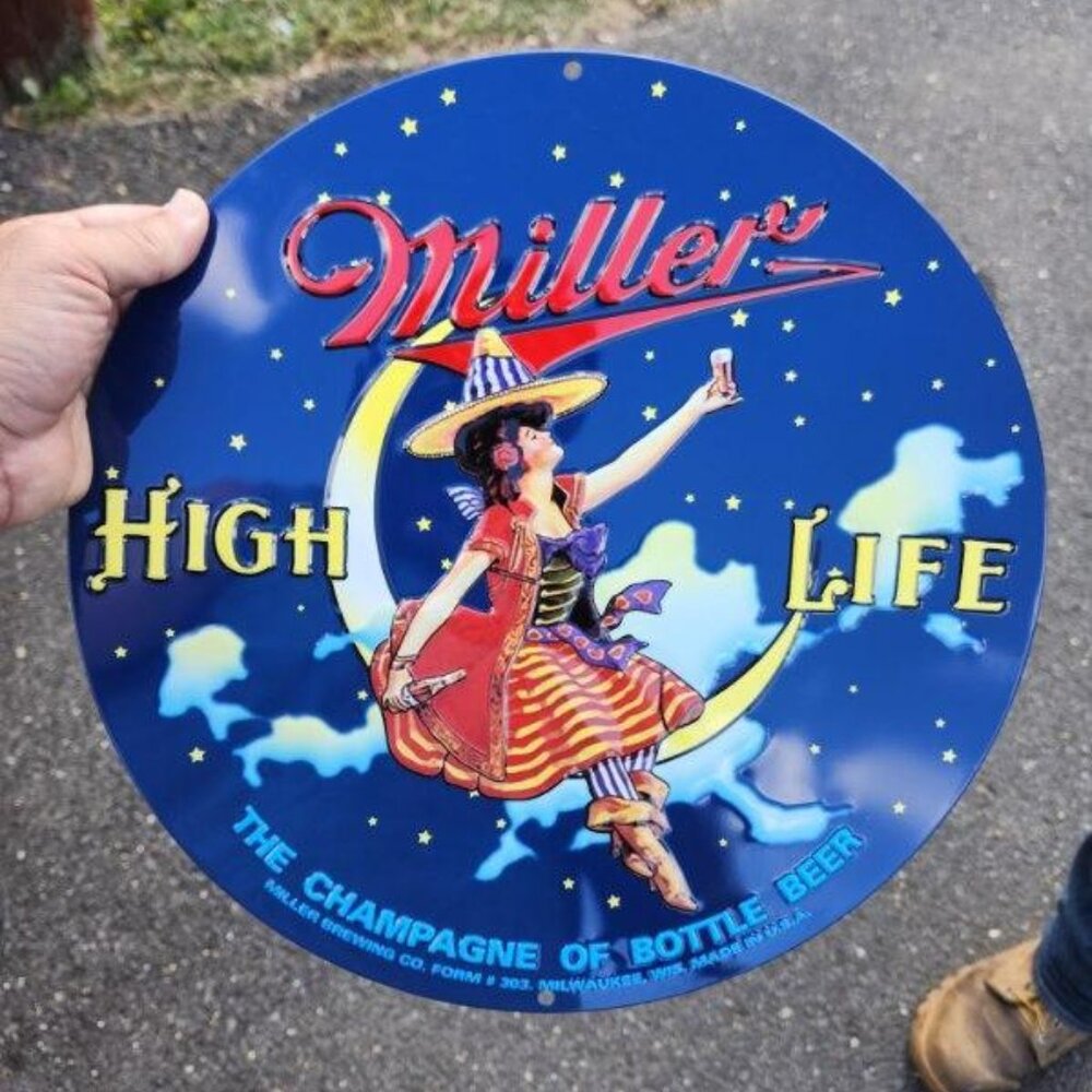 Brand New Ande Rooney Miller High Life 2011 Heavily Embossed Tin Sign